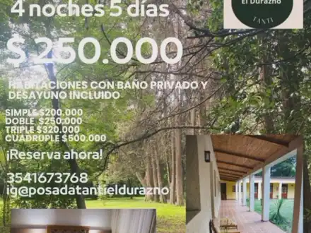 Alquiler temporario de hotel en Tanti