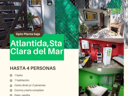 Alquiler temporario de departamento en Atlantida  santa clara del mar