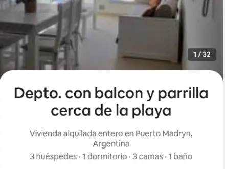 Alquiler temporario de apartamento em Puerto madryn