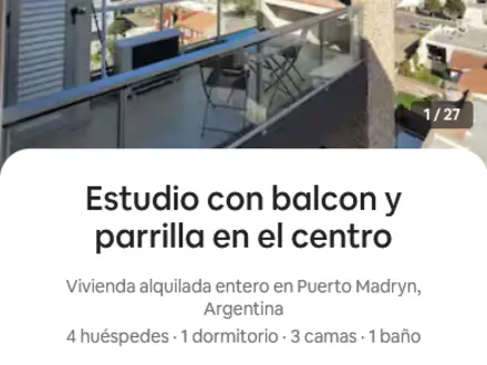 Alquiler temporario de apartamento em Puerto madryn