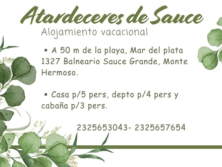 Contactos, Alquiler temporario de caba&ntilde;a en Sauce grande, monte hermoso