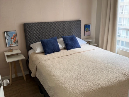 Habitaci&oacute;n con cama matrimonial, Arriendo temporario de apart en Estaci&oacute;n central