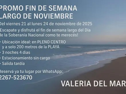 Alquiler temporario de apartamento em Valeria del mar